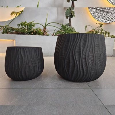 주문 현대 둥근 무거운 섬유 점토 플랜터 집 정원 장식용 손으로 조각 online manufacture