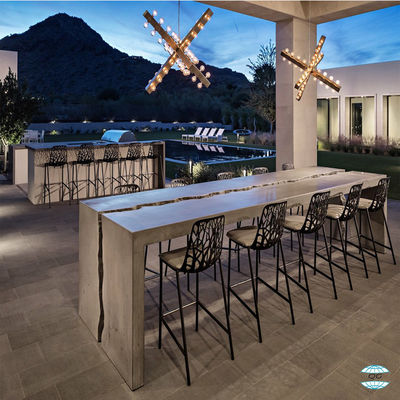 주문 현대적인 날씨에 견딜 수 있는 야외 섬유 시멘트 콘크리트 식탁 Tbale 세트 튼튼한 다리 online manufacture