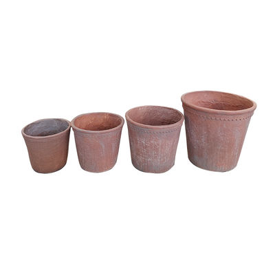 주문 손으로 조각 된 마무리 둥근 질감 표면을 가진 내구성 섬유 점토 플랜터 online manufacture