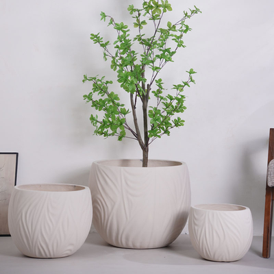 주문 neutral beige round fiber clay planter online manufacture