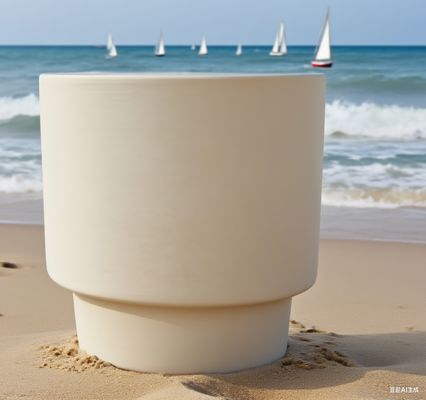 주문 밝은 베지색 두층 구조 원형 섬유 점토 야외 플랜터 건축 조경 디자인 online manufacture