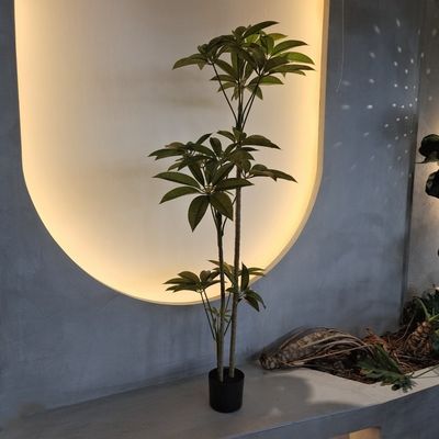 생동감 있는 150cm Schefflera 가짜 플랜트 자외선 보호 인위적 페른 나무 실내 집 장식 인위적 식물