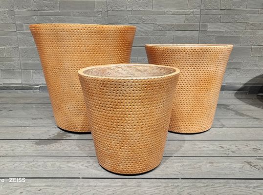 미니 직조 원단 따뜻한 흙빛 갈색 톤 질감의 점 패턴 둥근 섬유 점토 화분